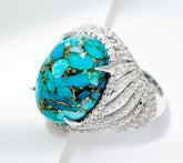Affinity Gems Sterling Silver Turquoise & White Zircon Ring Size 7